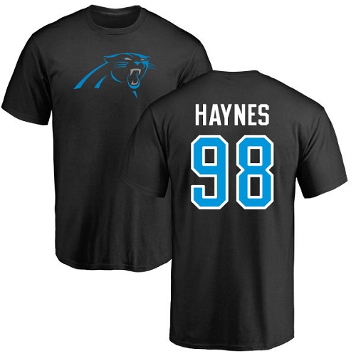 Carolina Panthers Men Black Marquis Haynes Name and Number Logo NFL Football #98 T Shirt